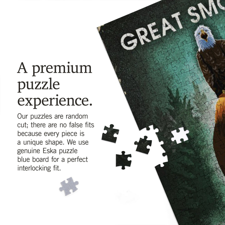 Great Smoky Mountains, The Forest is Protected by Bigfoot, Jigsaw Puzzle Puzzle Lantern Press 