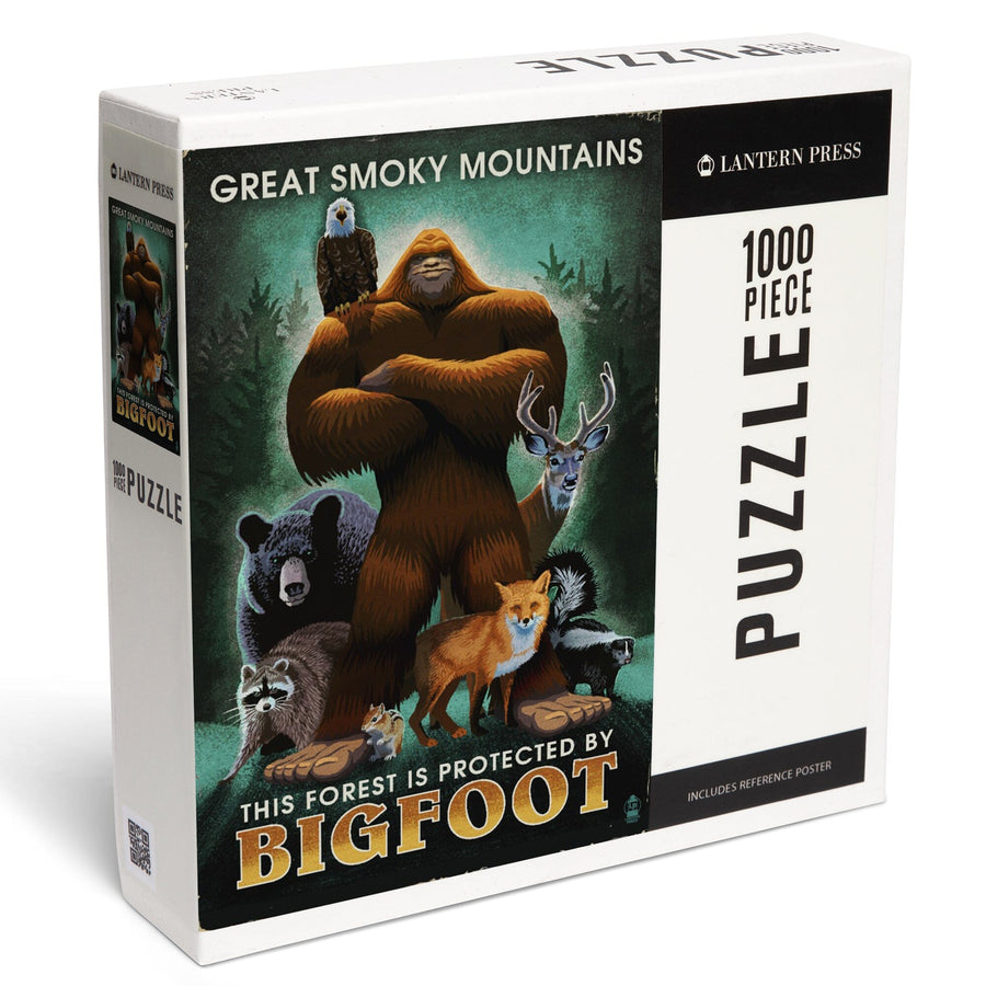Great Smoky Mountains, The Forest is Protected by Bigfoot, Jigsaw Puzzle Puzzle Lantern Press 