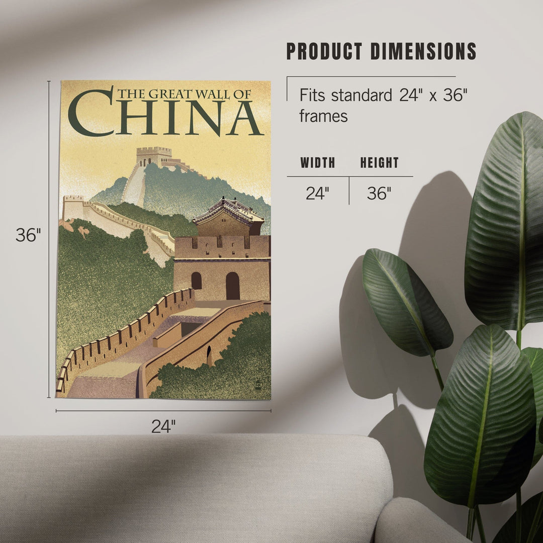 Great Wall of China, Lithograph Style, Art & Giclee Prints Art Lantern Press 