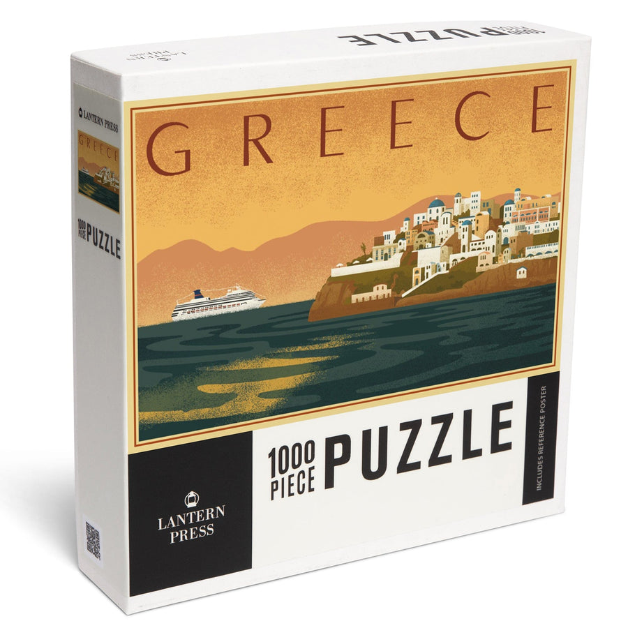 Greece, Lithograph, Jigsaw Puzzle Puzzle Lantern Press 