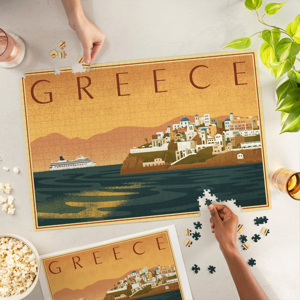 Greece, Lithograph, Jigsaw Puzzle Puzzle Lantern Press 