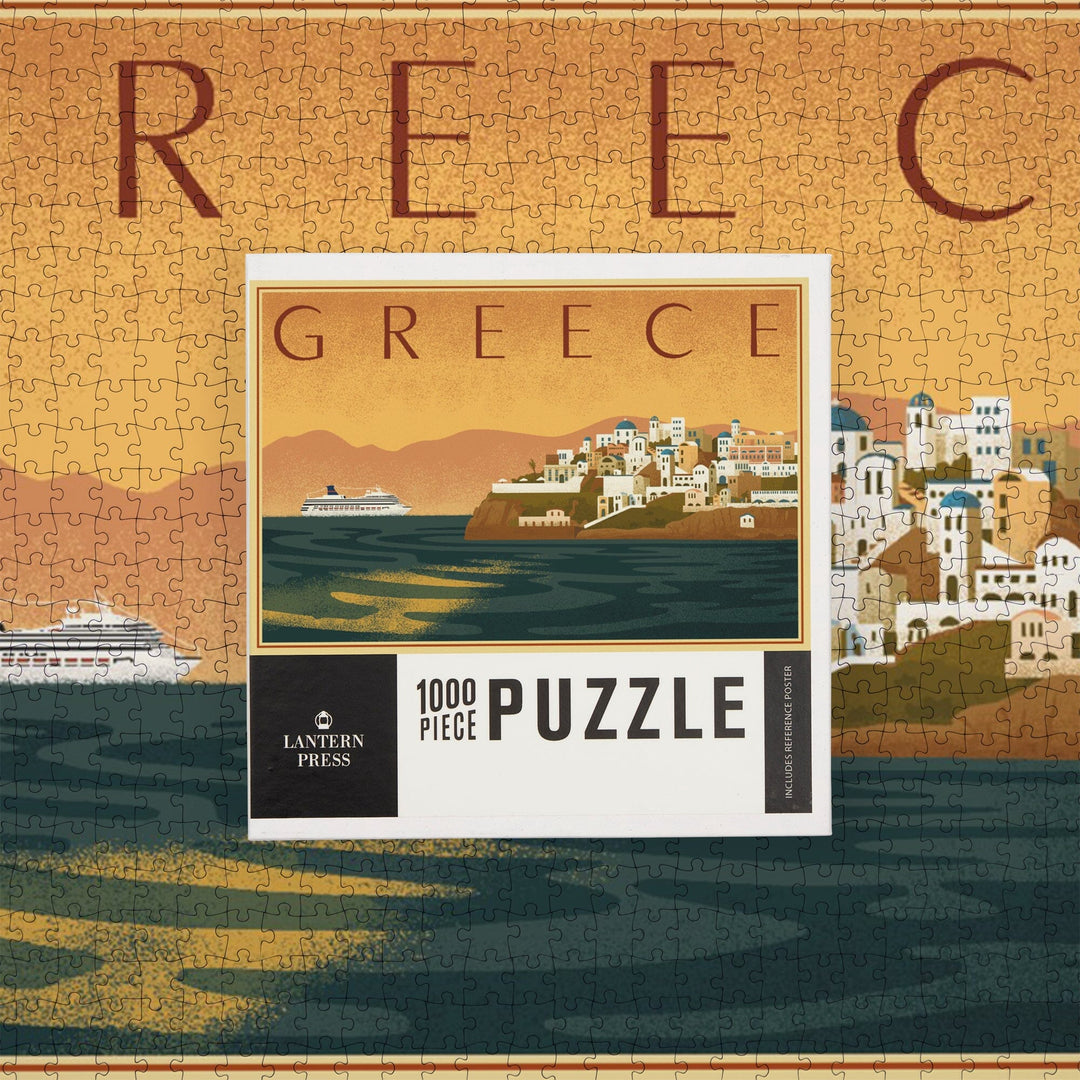 Greece, Lithograph, Jigsaw Puzzle Puzzle Lantern Press 