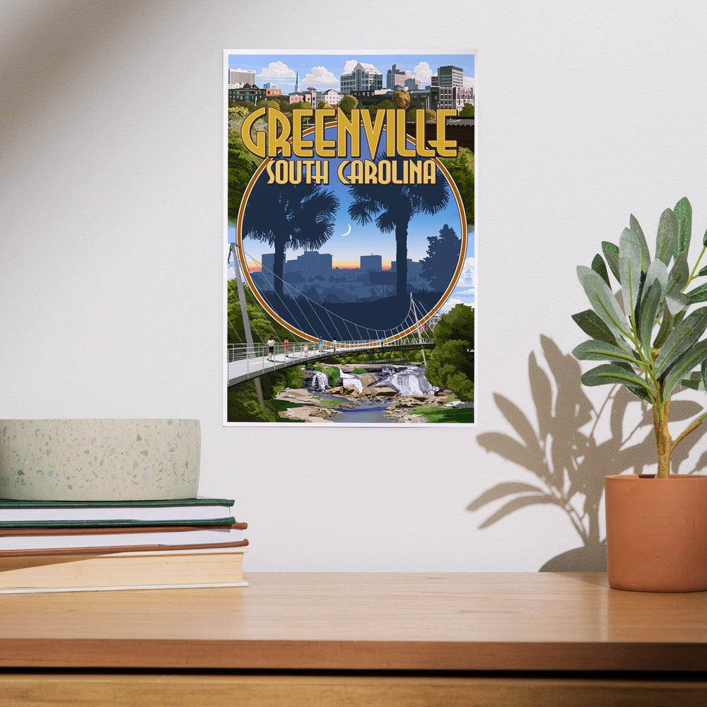 Greenville, South Carolina, Montage, Art & Giclee Prints Art Lantern Press 