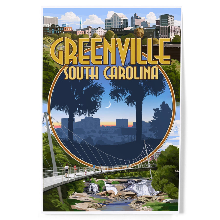 Greenville, South Carolina, Montage, Art & Giclee Prints Art Lantern Press 