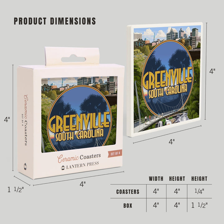 Greenville, South Carolina, Montage, Coasters Coasters Lantern Press 