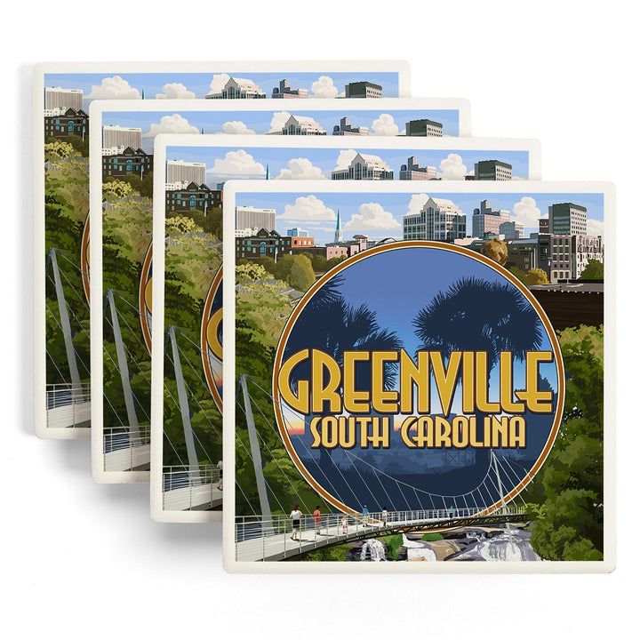 Greenville, South Carolina, Montage, Coasters Coasters Lantern Press 