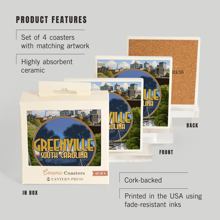 Greenville, South Carolina, Montage, Coasters Coasters Lantern Press 