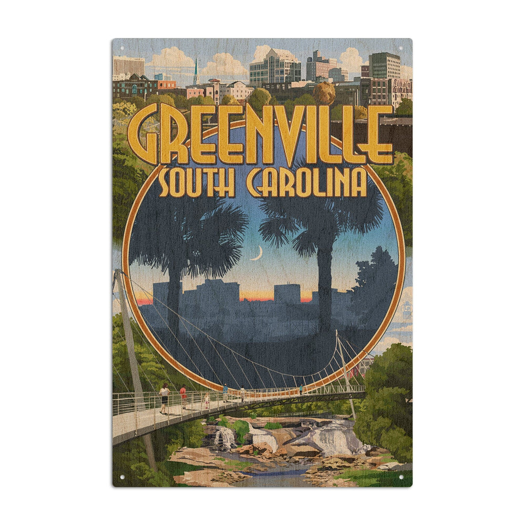 Greenville, South Carolina, Montage, Lantern Press Poster, Wood Signs and Postcards Wood Lantern Press 10 x 15 Wood Sign 