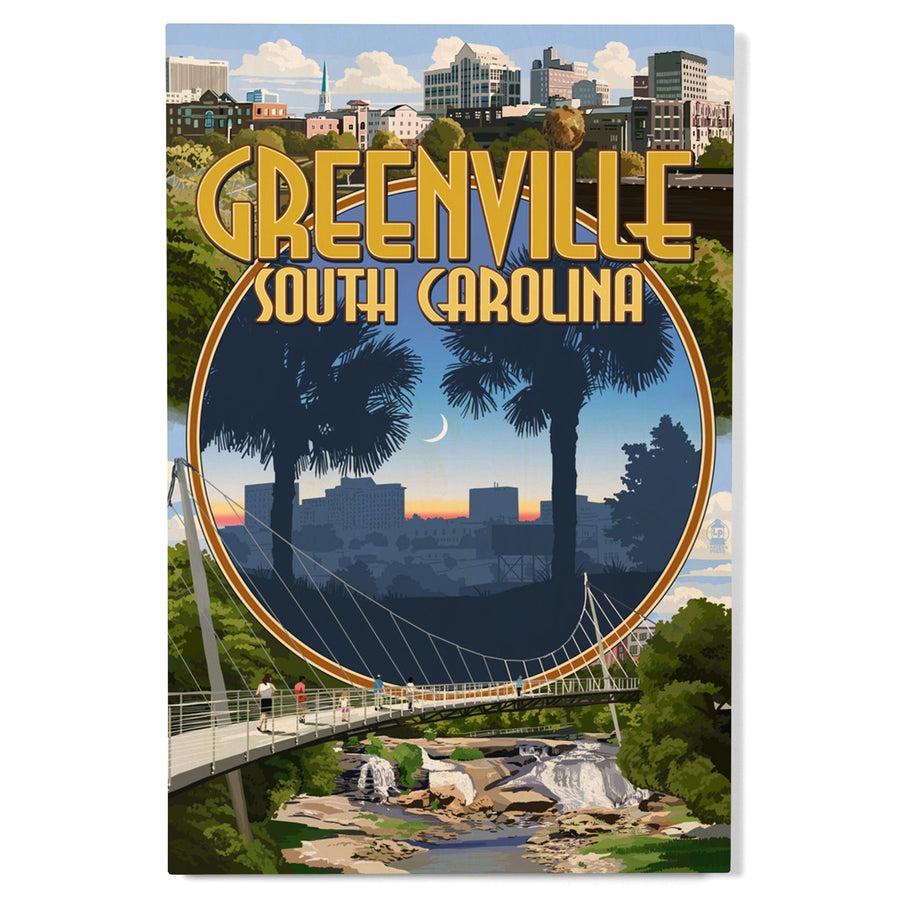 Greenville, South Carolina, Montage, Lantern Press Poster, Wood Signs and Postcards Wood Lantern Press 