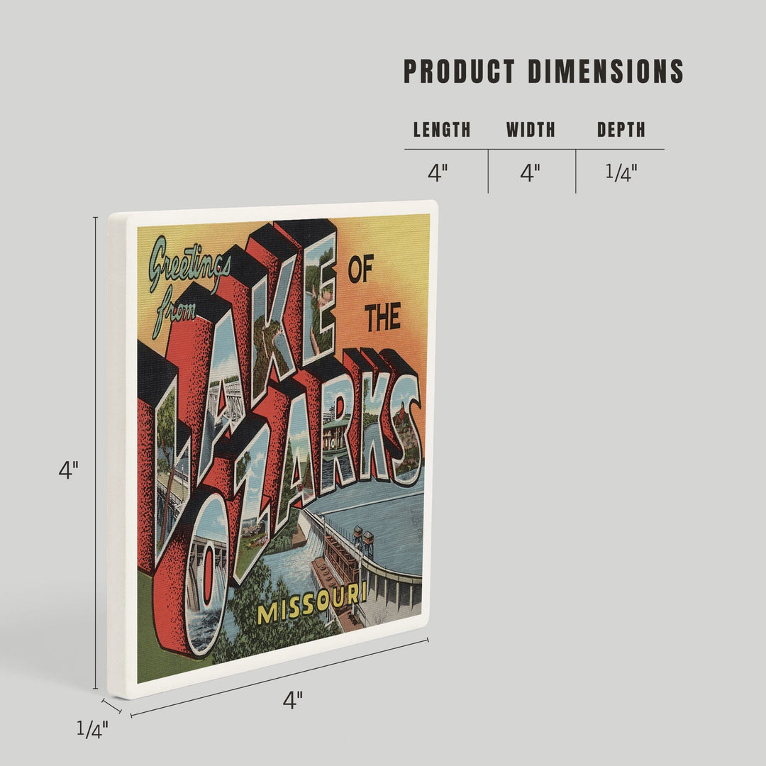 Greetings from Lake of the Ozarks, MO, Vintage Halftone, Coasters Coasters Lantern Press 