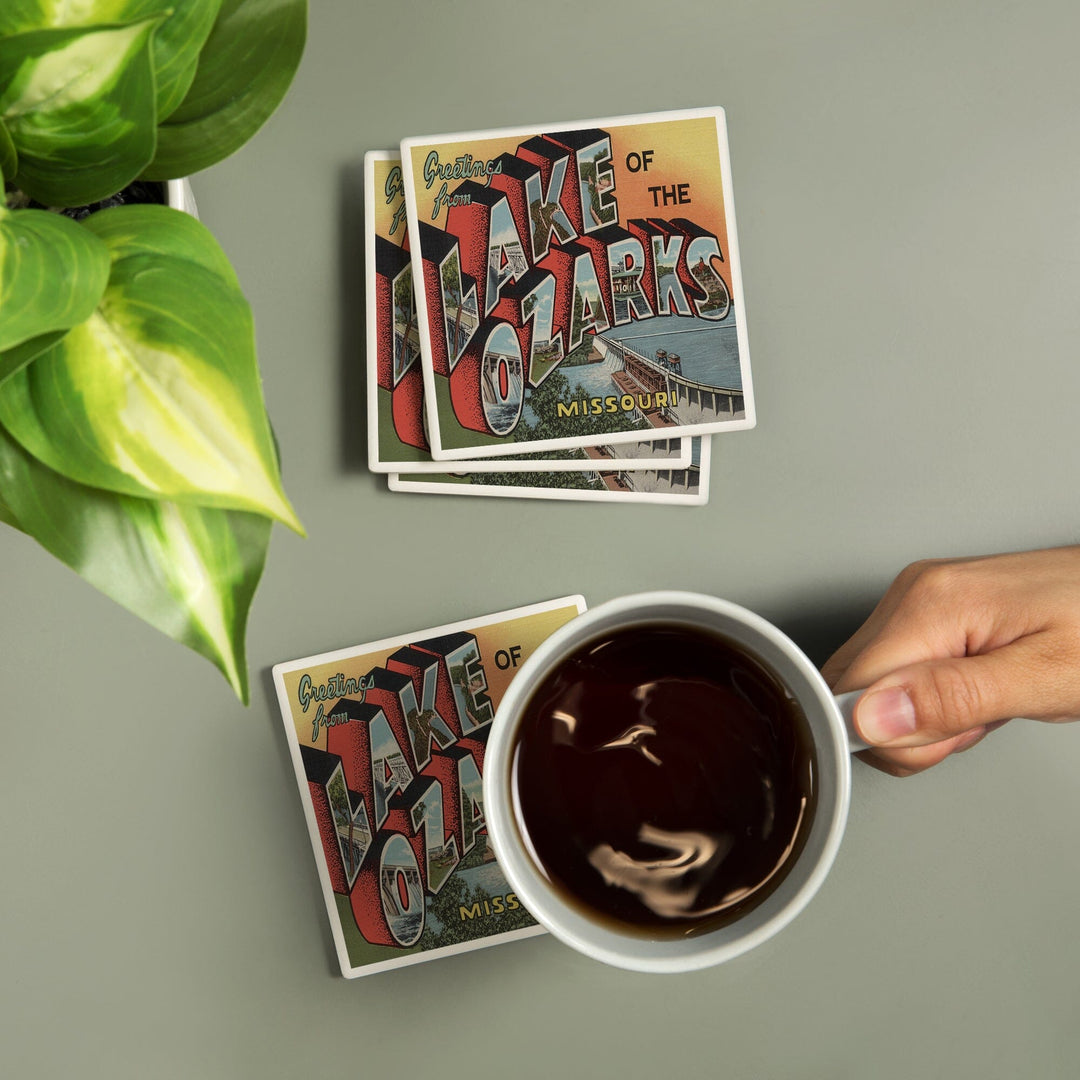 Greetings from Lake of the Ozarks, MO, Vintage Halftone, Coasters Coasters Lantern Press 
