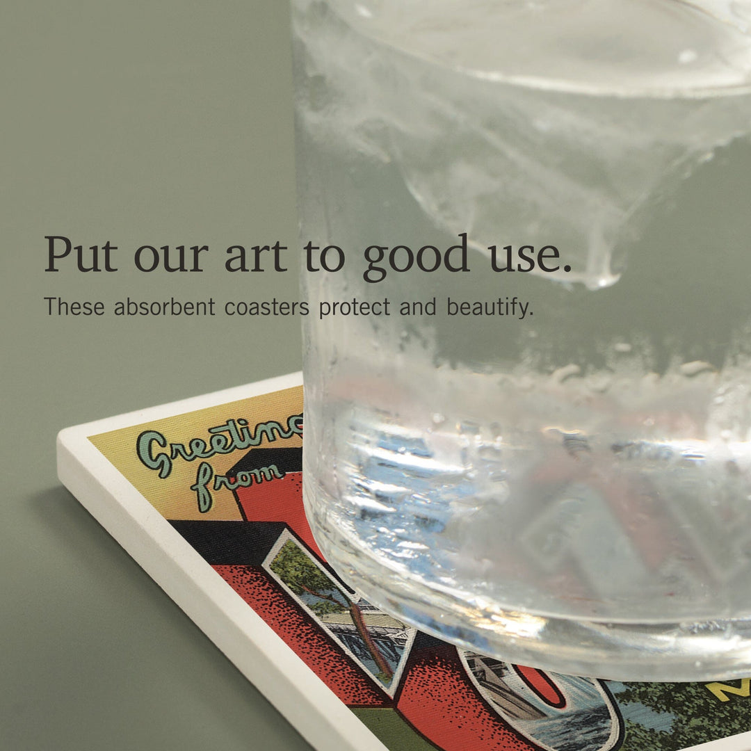 Greetings from Lake of the Ozarks, MO, Vintage Halftone, Coasters Coasters Lantern Press 