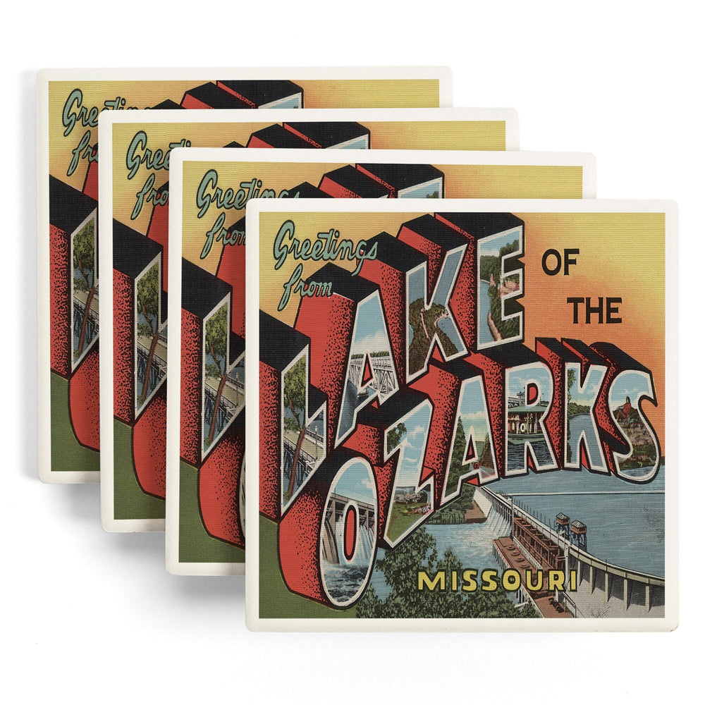 Greetings from Lake of the Ozarks, MO, Vintage Halftone, Coasters Coasters Lantern Press 
