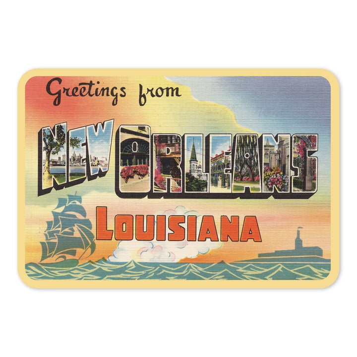 Greetings from New Orleans, Louisiana, Contour, Vinyl Sticker Sticker Lantern Press 