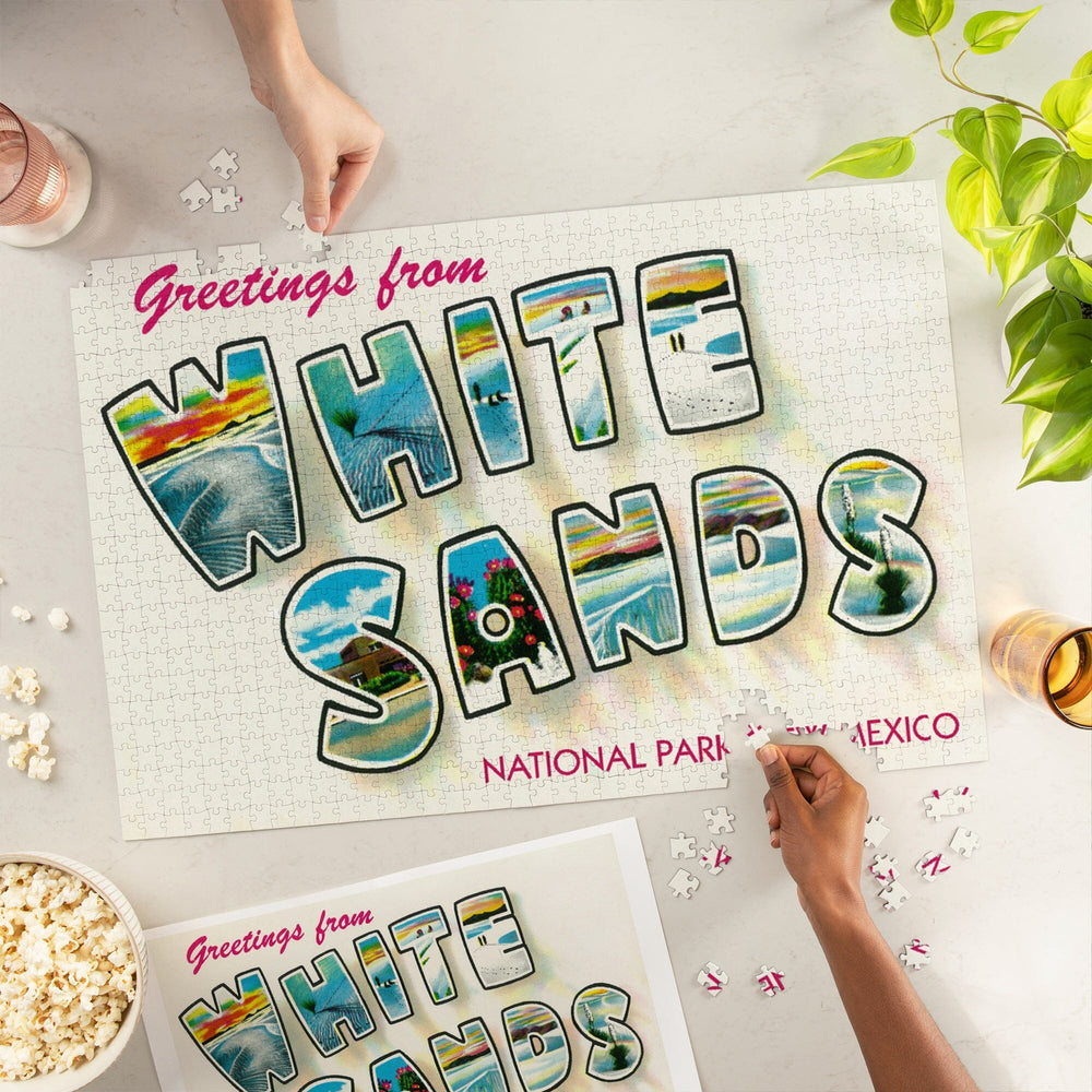 Greetings from White Sands National Park, New Mexico, Jigsaw Puzzle Puzzle Lantern Press 