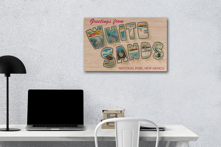 Greetings from White Sands National Park, New Mexico, Wood Signs and Postcards Wood Lantern Press 12 x 18 Wood Gallery Print 