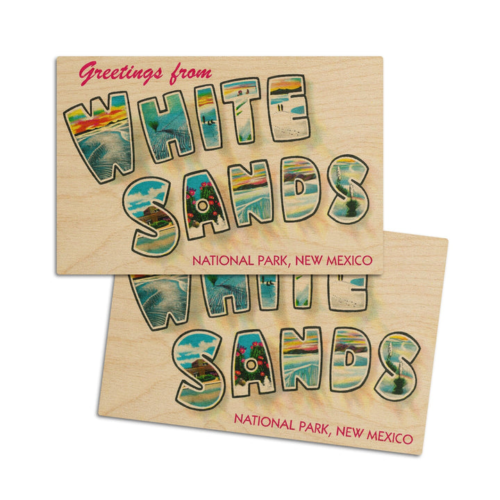 Greetings from White Sands National Park, New Mexico, Wood Signs and Postcards Wood Lantern Press 4x6 Wood Postcard Set 
