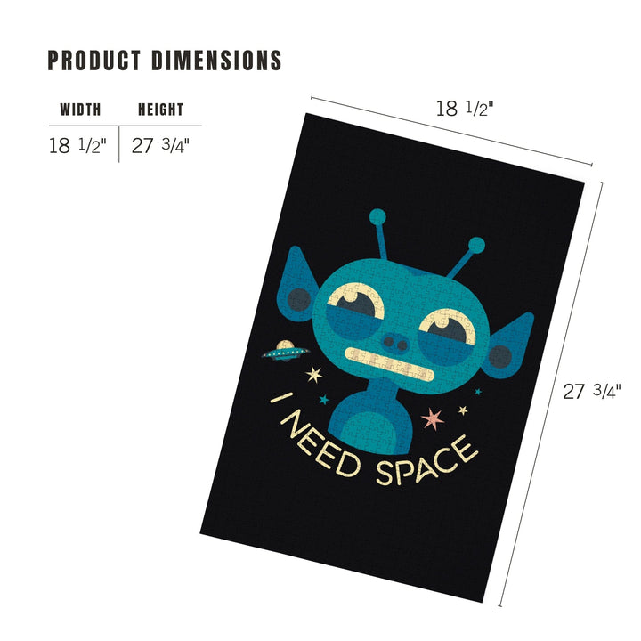 Grinning Alien, Geometric, Jigsaw Puzzle Puzzle Lantern Press 