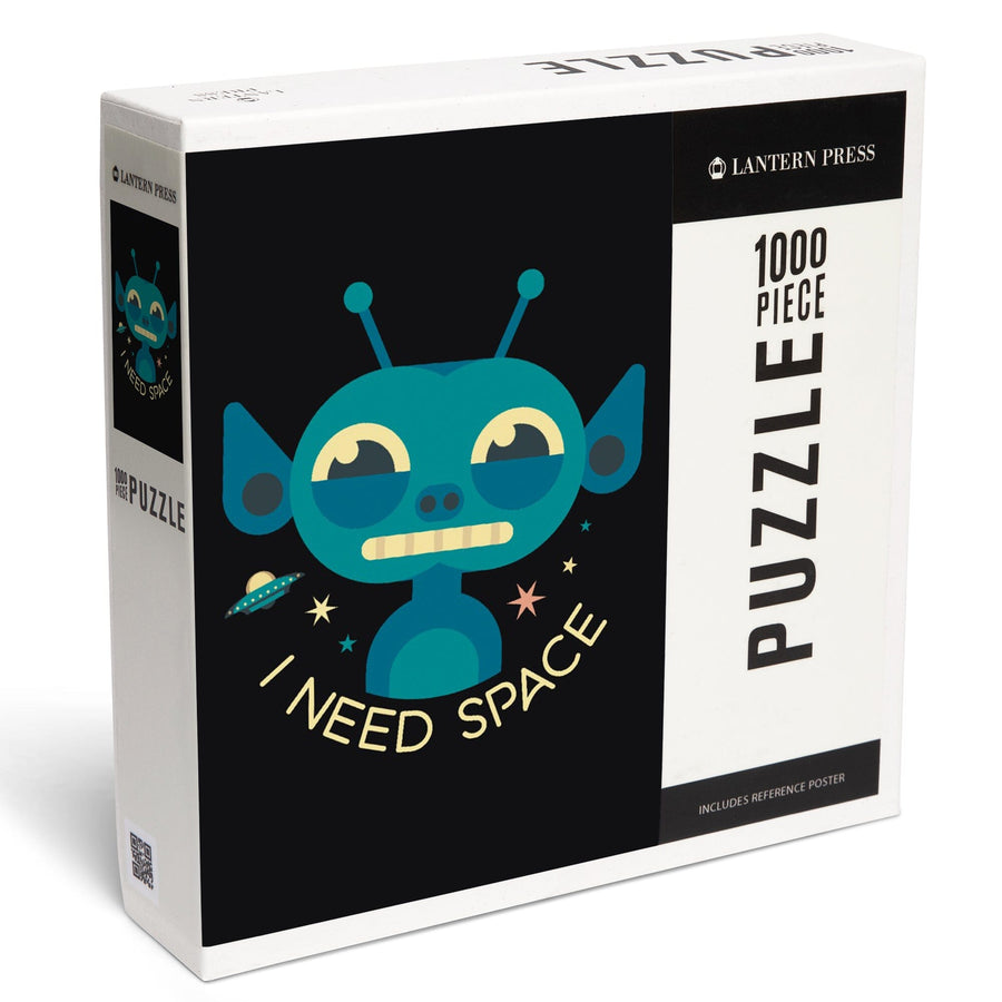 Grinning Alien, Geometric, Jigsaw Puzzle Puzzle Lantern Press 