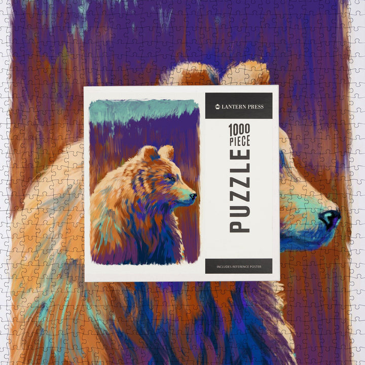 Grizzly Bear, Vivid Watercolor, Jigsaw Puzzle Puzzle Lantern Press 