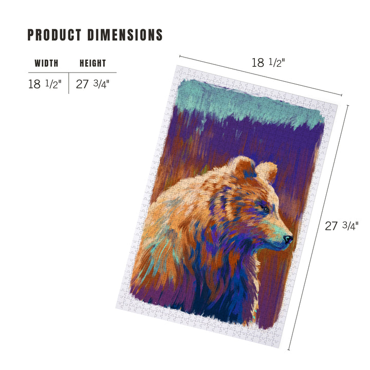 Grizzly Bear, Vivid Watercolor, Jigsaw Puzzle Puzzle Lantern Press 