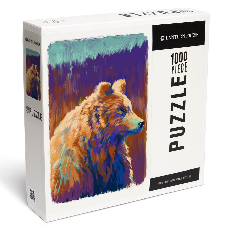 Grizzly Bear, Vivid Watercolor, Jigsaw Puzzle Puzzle Lantern Press 