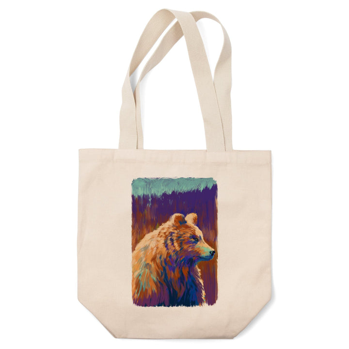 Grizzly Bear, Vivid Watercolor, Lantern Press Artwork, Tote Bag Totes Lantern Press 