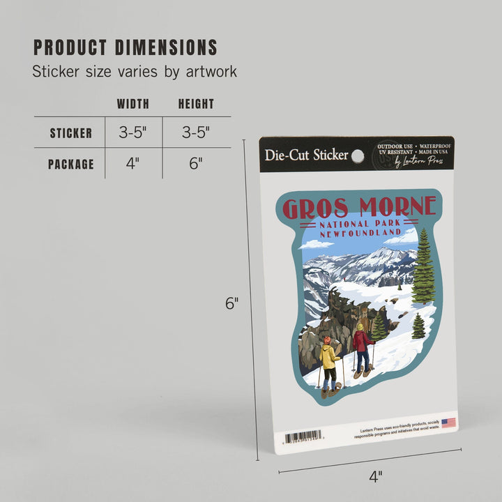 Gros Morne National Park, Newfoundland, Snowshoe Scene, Contour, Vinyl Sticker Sticker Lantern Press 