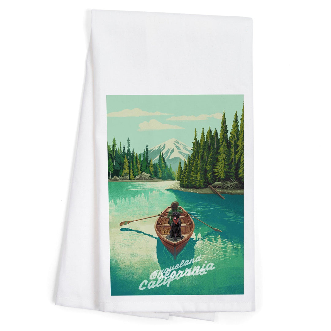 Groveland, California, Quiet Explorer, Boating, Mountain, Organic Cotton Kitchen Tea Towels Kitchen Lantern Press 