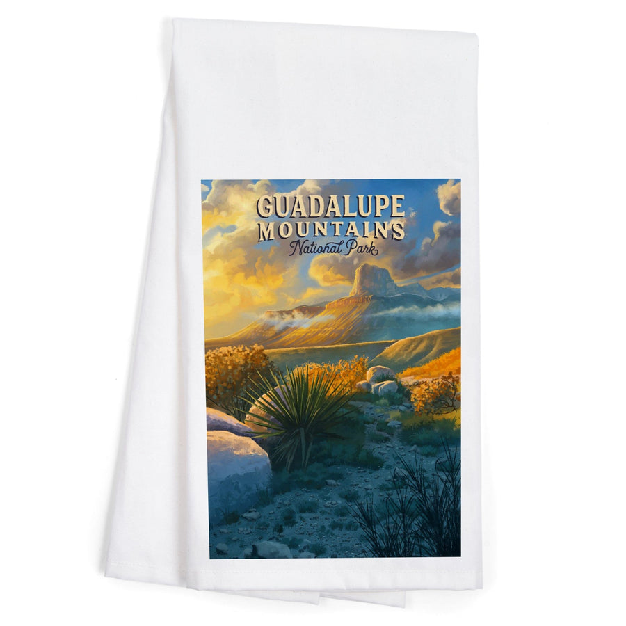 Guadalupe Mountains National Park, Oil Painting, Organic Cotton Kitchen Tea Towels Kitchen Lantern Press 