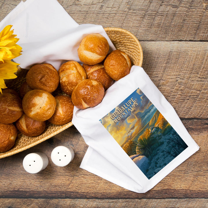 Guadalupe Mountains National Park, Oil Painting, Organic Cotton Kitchen Tea Towels Kitchen Lantern Press 