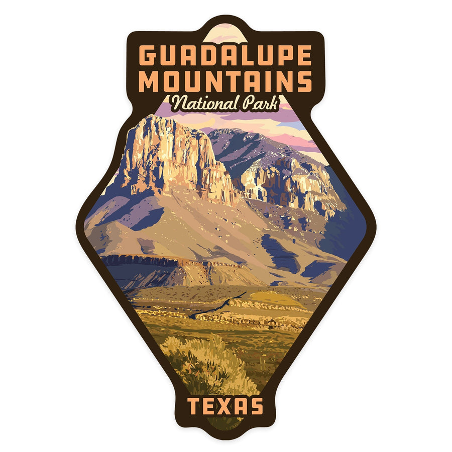 Guadalupe Mountains National Park, Texas, Contour, Lantern Press Artwork, Vinyl Sticker Sticker Lantern Press 