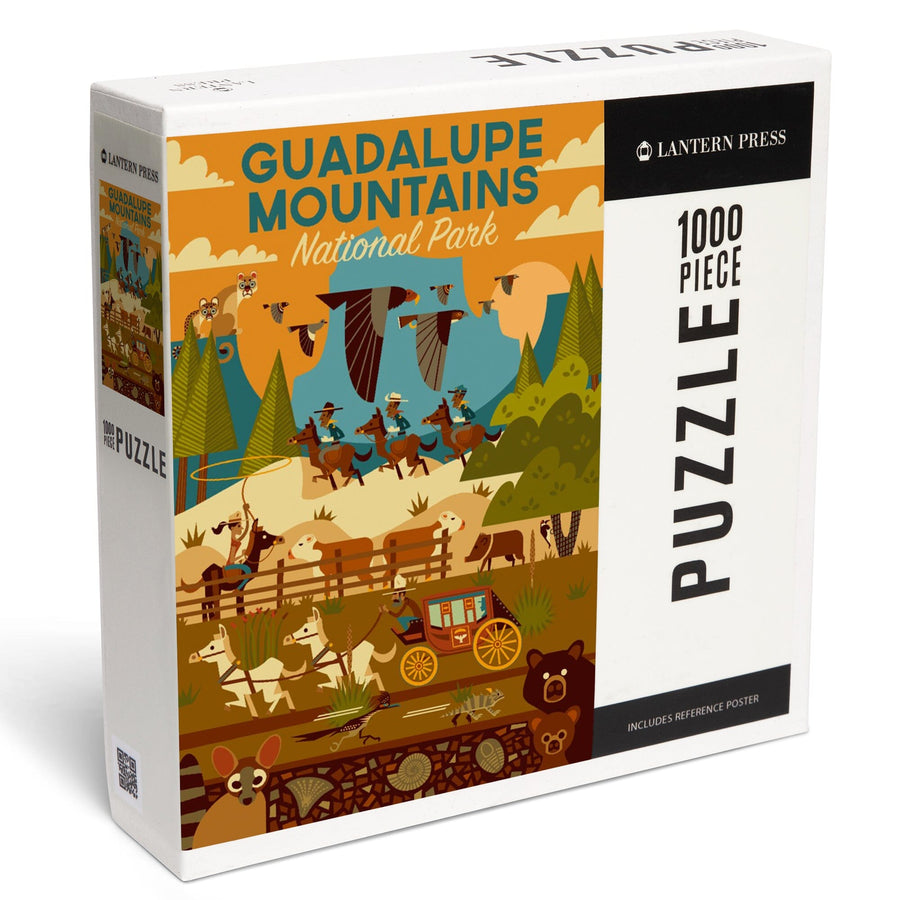 Guadalupe Mountains National Park, Texas, Geometric, Jigsaw Puzzle Puzzle Lantern Press 