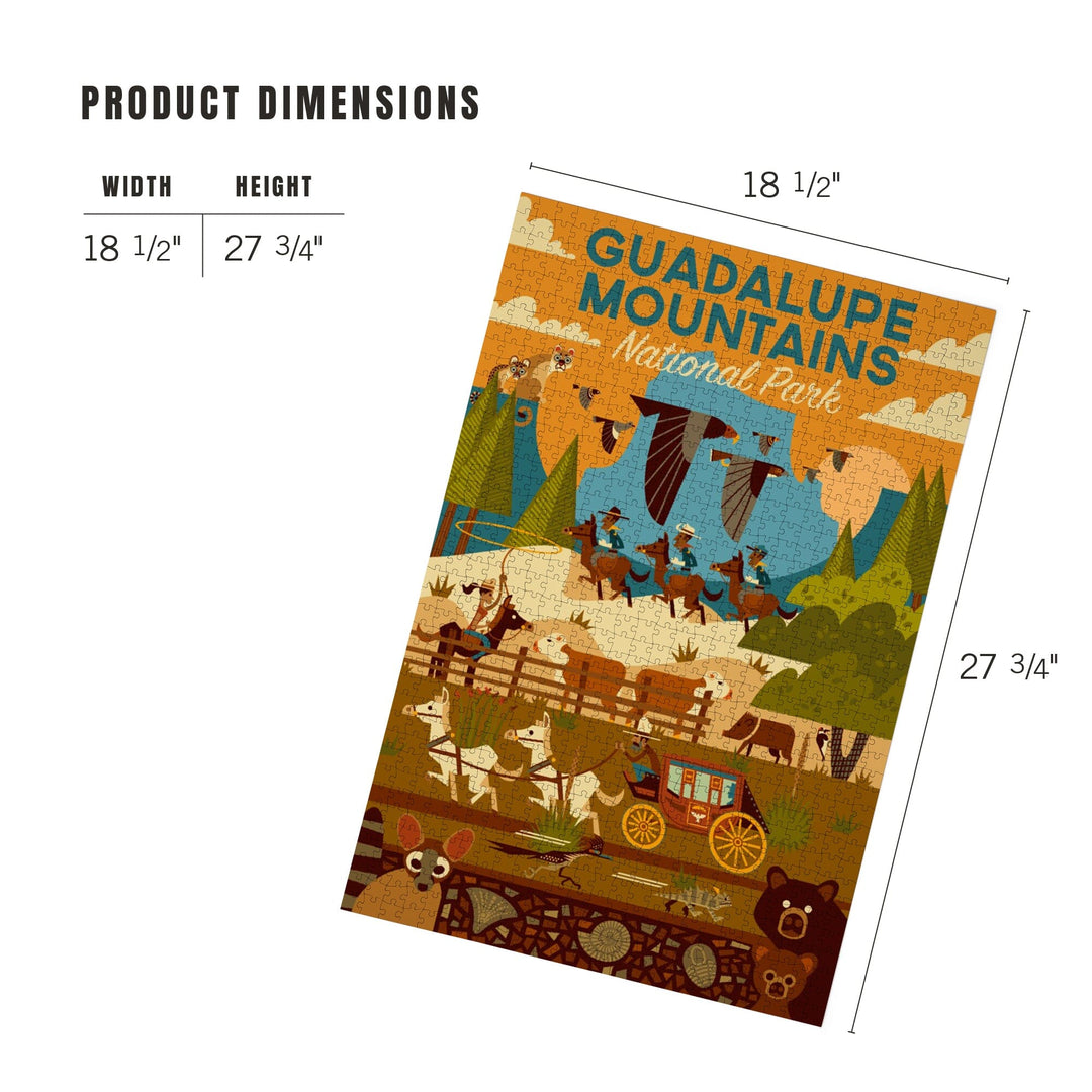 Guadalupe Mountains National Park, Texas, Geometric, Jigsaw Puzzle Puzzle Lantern Press 