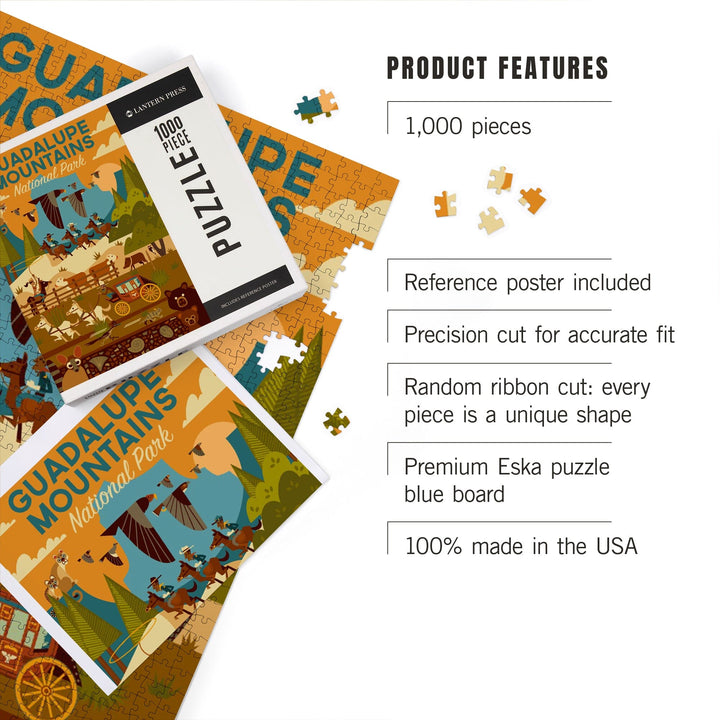 Guadalupe Mountains National Park, Texas, Geometric, Jigsaw Puzzle Puzzle Lantern Press 