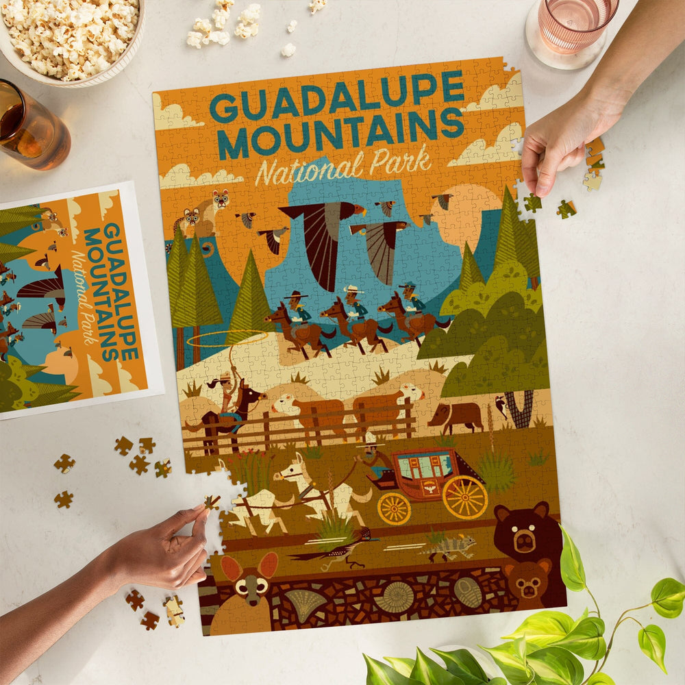 Guadalupe Mountains National Park, Texas, Geometric, Jigsaw Puzzle Puzzle Lantern Press 