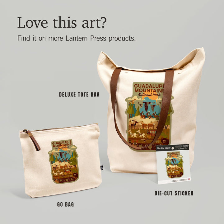 Guadalupe Mountains National Park, Texas, Geometric National Park Series,, Organic Cotton Zipper Pouch, Go Bag Go Bag Lantern Press 