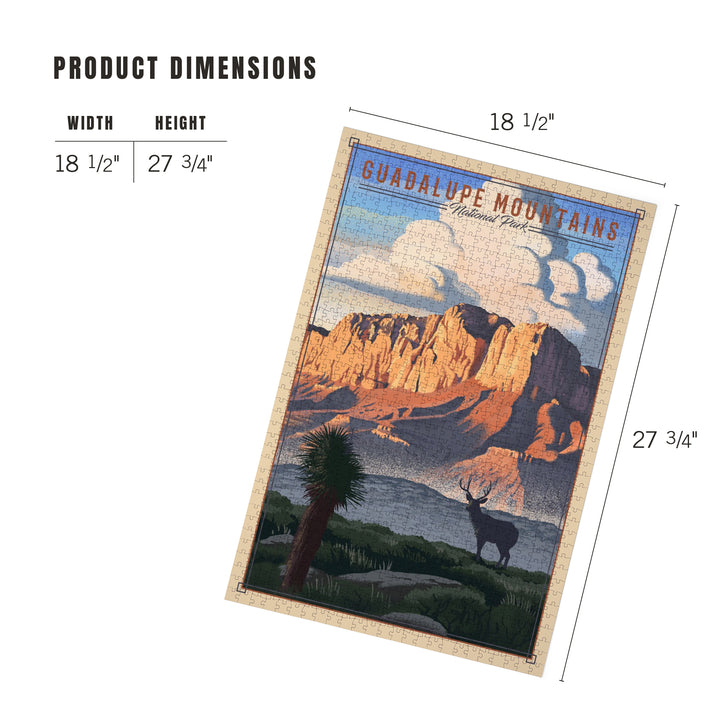 Guadalupe Mountains National Park, Texas, Lithograph National Park Series, Jigsaw Puzzle Puzzle Lantern Press 