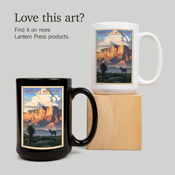 Guadalupe Mountains National Park, Texas, Lithograph National Park Series, Lantern Press Artwork, Ceramic Mug Mugs Lantern Press 