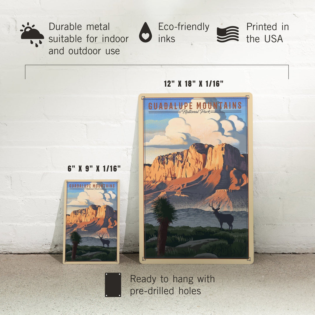 Guadalupe Mountains National Park, Texas, Lithograph National Park Series, Metal Signs Metal Lantern Press 