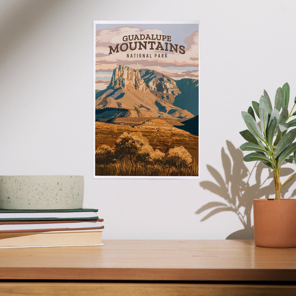 Guadalupe Mountains National Park, Texas, Painterly National Park Series, Art & Giclee Prints Art Lantern Press 