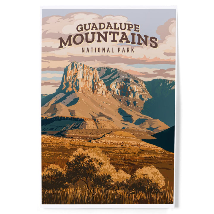 Guadalupe Mountains National Park, Texas, Painterly National Park Series, Art & Giclee Prints - Lantern Press