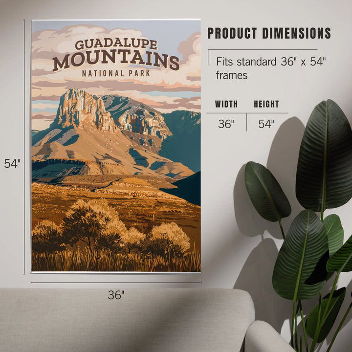 Guadalupe Mountains National Park, Texas, Painterly National Park Series, Art & Giclee Prints - Lantern Press