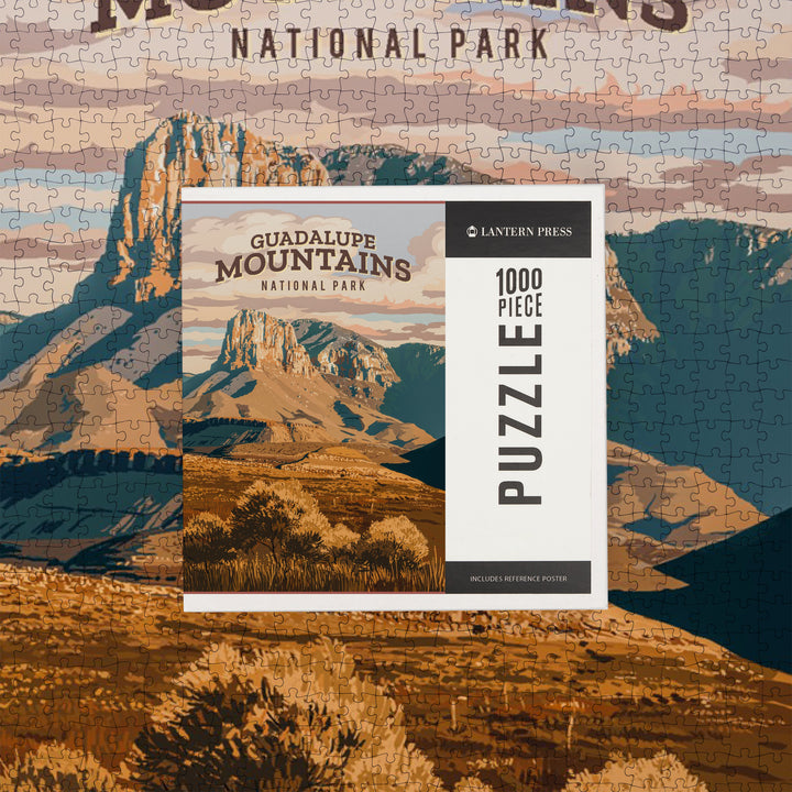 Guadalupe Mountains National Park, Texas, Painterly National Park Series, Jigsaw Puzzle Puzzle Lantern Press 