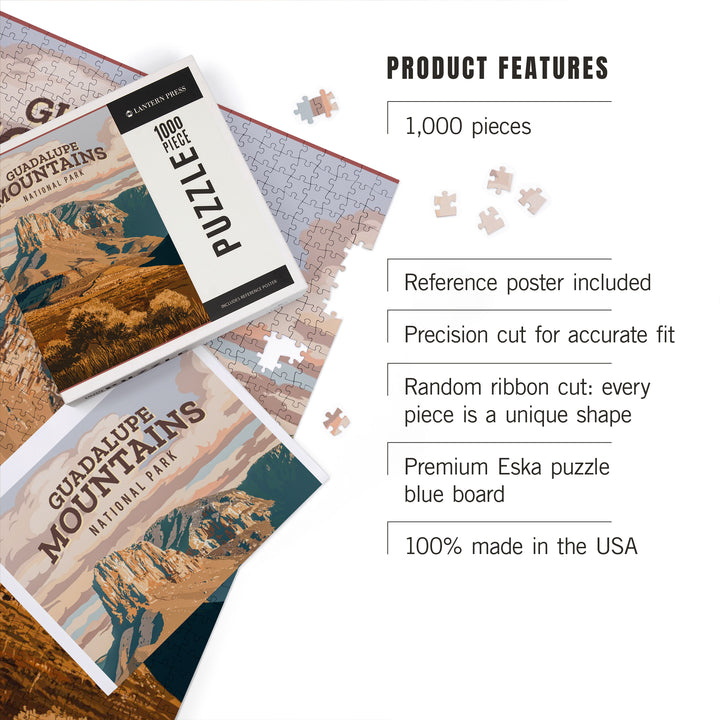 Guadalupe Mountains National Park, Texas, Painterly National Park Series, Jigsaw Puzzle Puzzle Lantern Press 