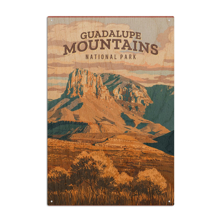 Guadalupe Mountains National Park, Texas, Painterly National Park Series, Wood Signs and Postcards - Lantern Press