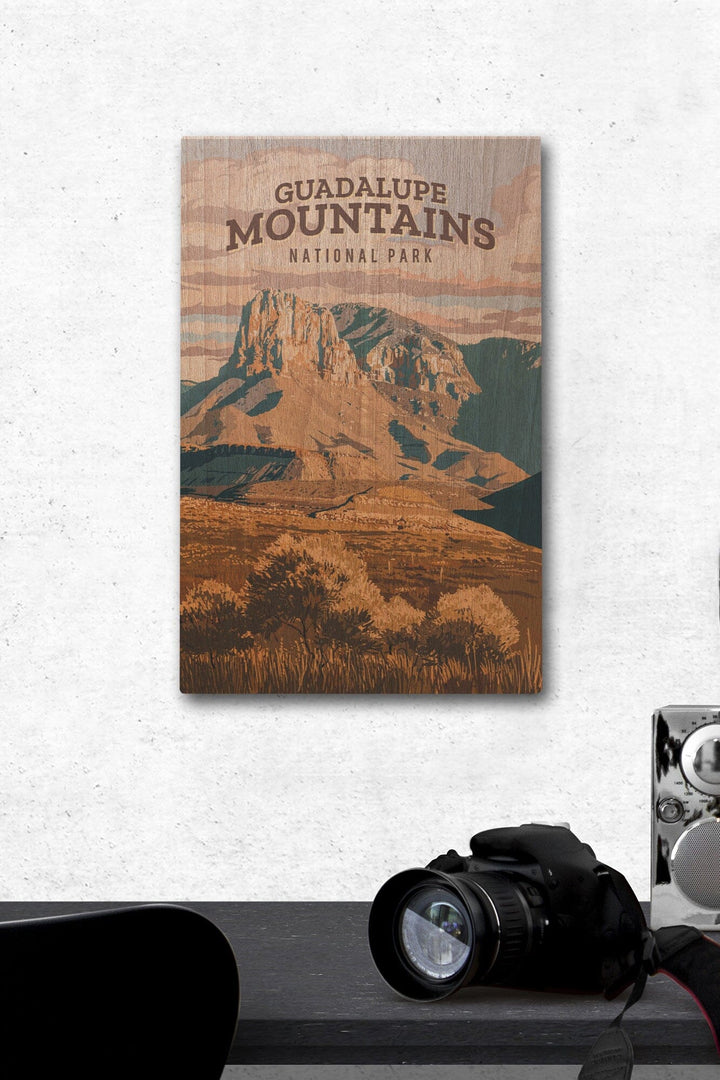 Guadalupe Mountains National Park, Texas, Painterly National Park Series, Wood Signs and Postcards - Lantern Press