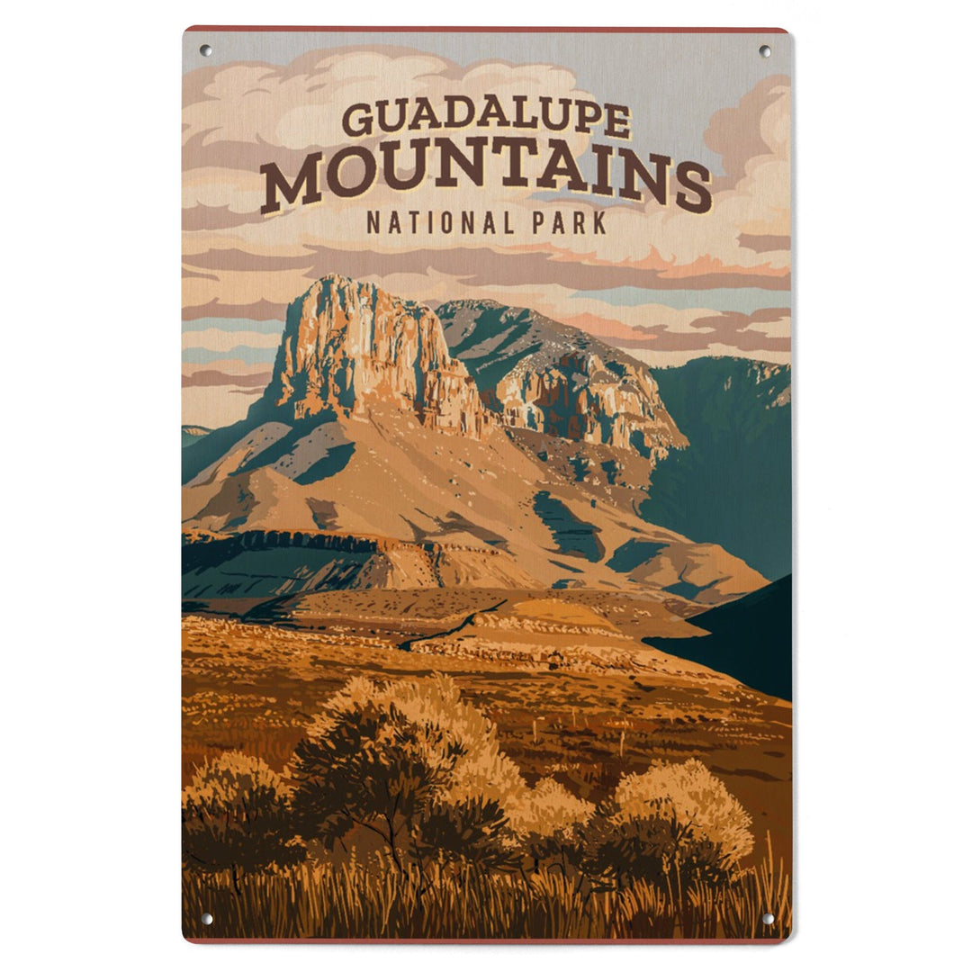 Guadalupe Mountains National Park, Texas, Painterly National Park Series, Wood Signs and Postcards - Lantern Press