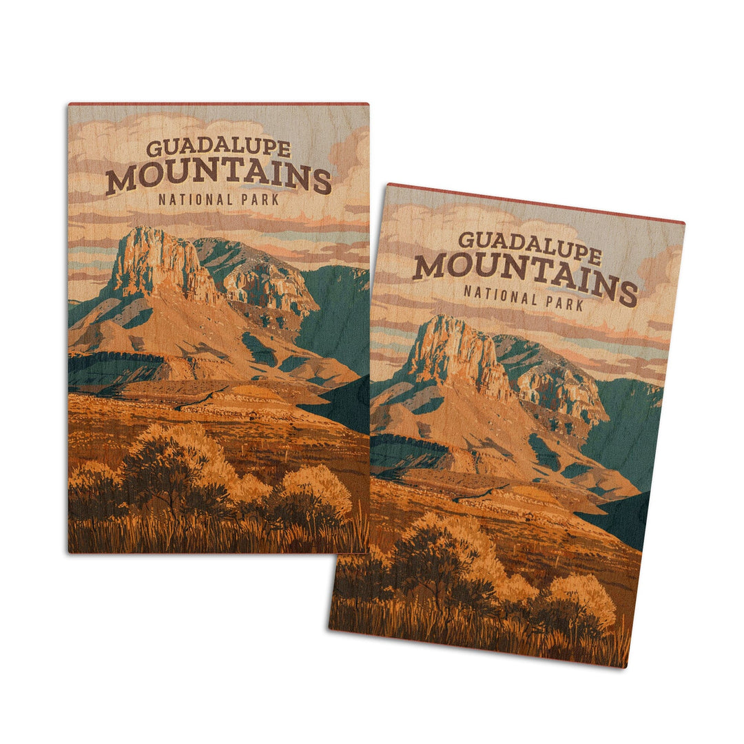 Guadalupe Mountains National Park, Texas, Painterly National Park Series, Wood Signs and Postcards - Lantern Press