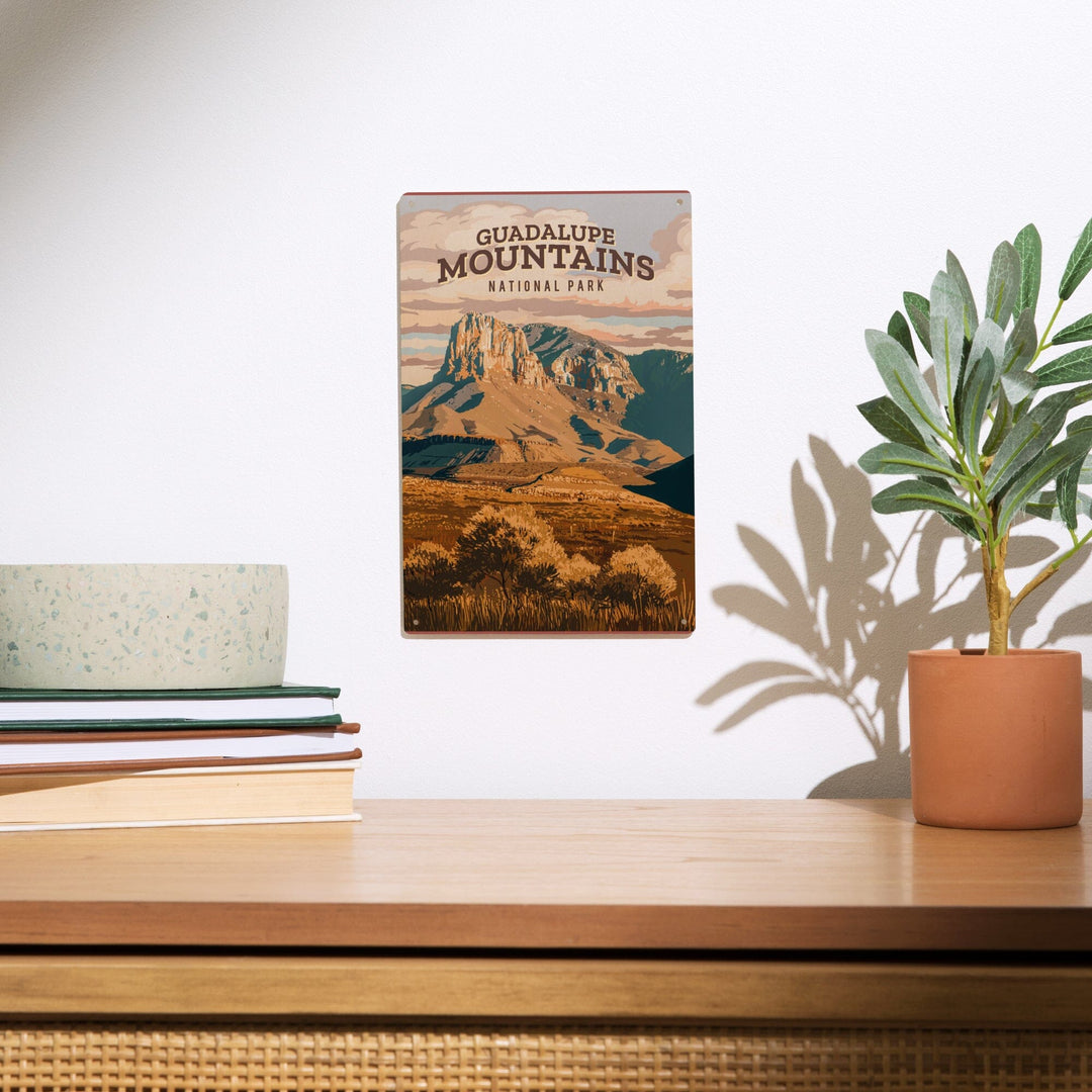 Guadalupe Mountains National Park, Texas, Painterly National Park Series, Wood Signs and Postcards - Lantern Press